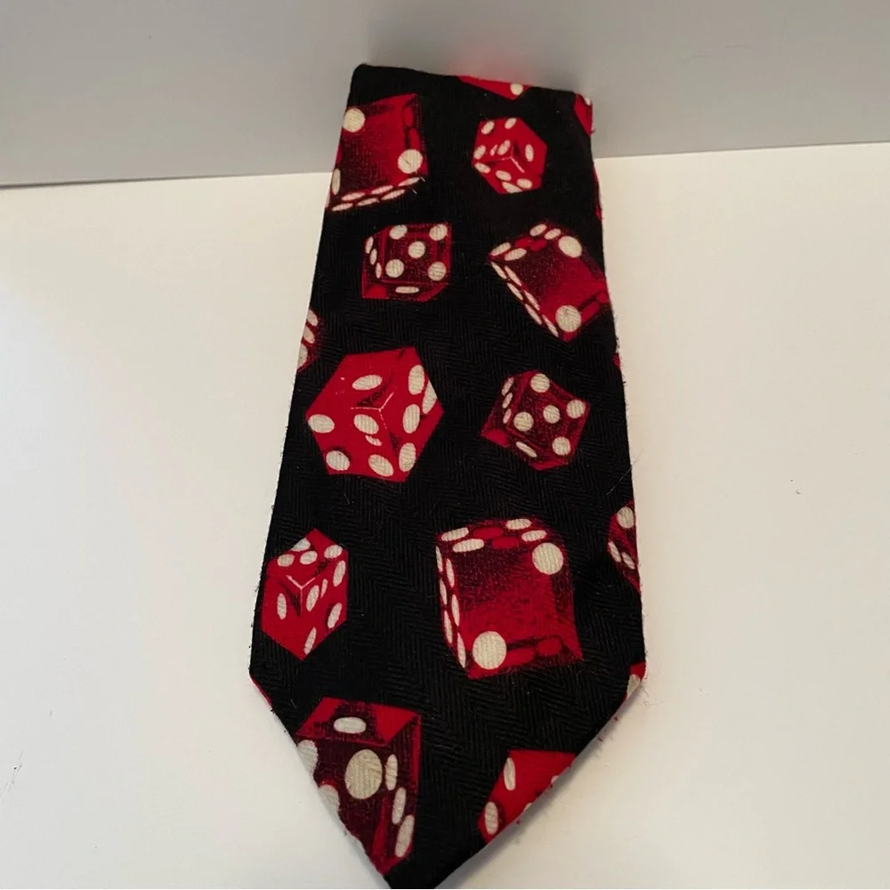 Beverly Hills Polo Club Rolling The‎ Dice Gambling Themed Tie Black/Red/White